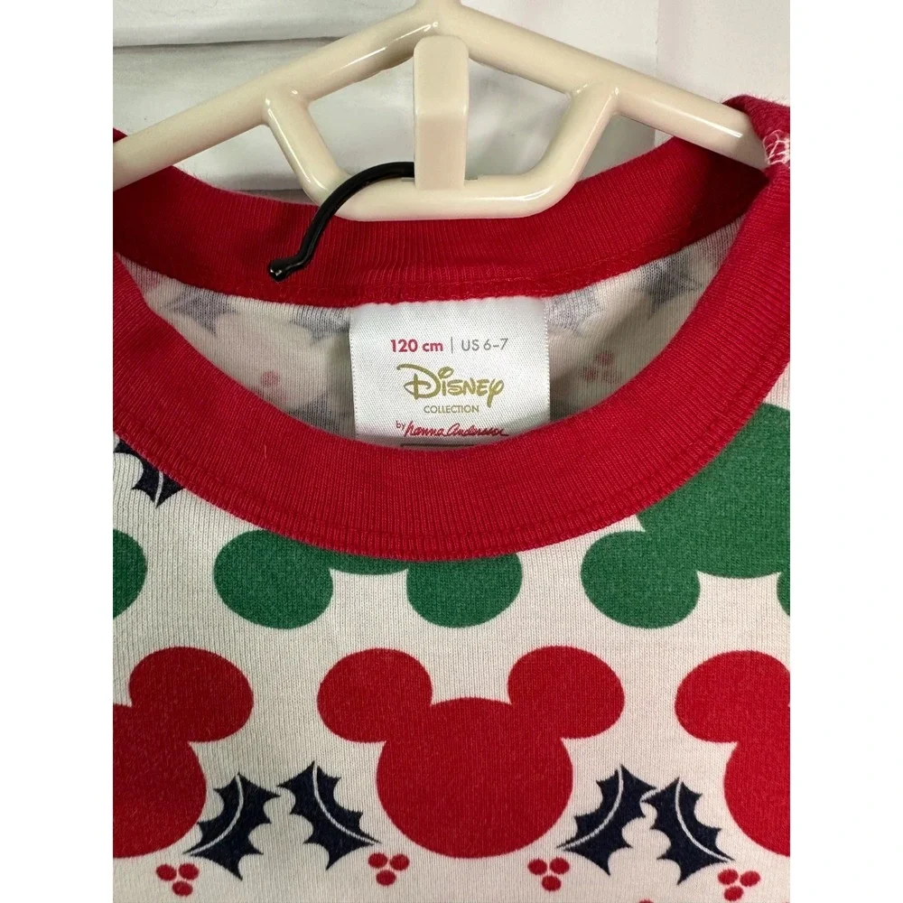 Hanna Andersson Size 120 6-7 Disney Holiday Mickey Mouse Organic Pajamas LJs